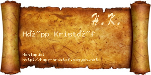 Hápp Kristóf névjegykártya